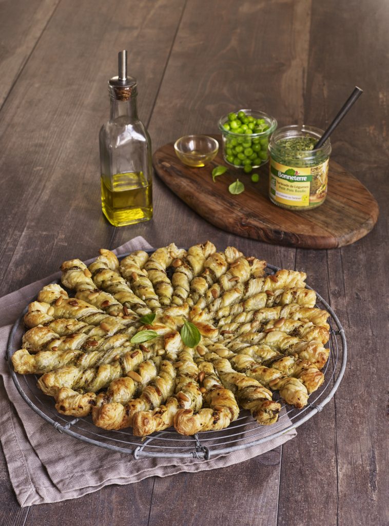 Tarte soleil petits pois basilic