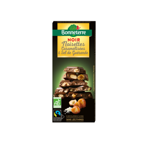 Chocolat noir noisettes caramélisées et sel de guérande