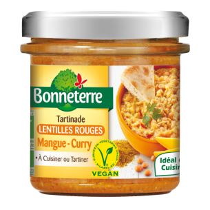Tartinade Lentilles rouges Mangue Curry