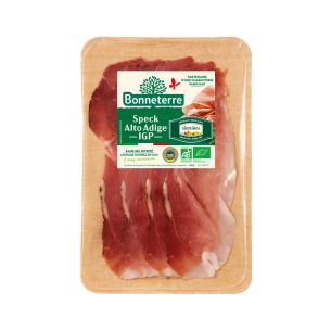 Speck Alto Adige IGP (jambon cru fumé) fabriqué en Italie